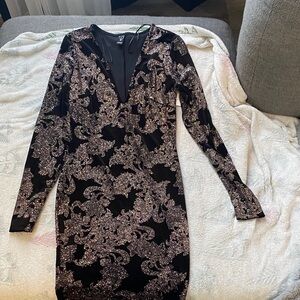 Windsor Black and Pink Long Sleeve Dress